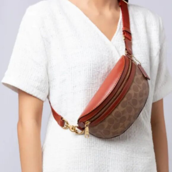 COACH Bethany Belt Bag Crossbody Signature Brown Leather with Classic Monogram - Picture 5 of 14